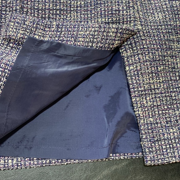 J. Crew Sleeveless Tailored Metallic Blue & Pink Tweed Sleeveless Dress, Size 10 - Picture 6 of 9